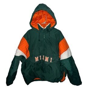 Vintage Miami Hurricanes Starter Jacket 1/4 Zip Pullover Size XL 90's Y2K Hooded